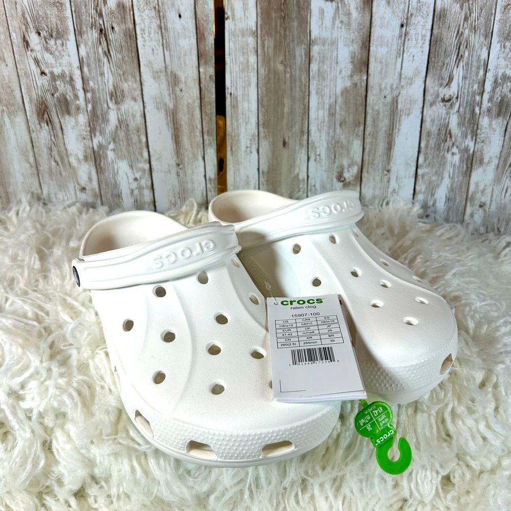NWT White Ralen Crocs, M8, W10​
